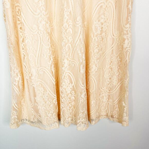 Soprano Large Coral Orange Lace Sleeveless ALine Dress Summer Casual Scoop Neck - Picture 3 of 8